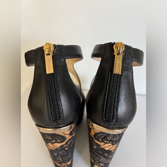 Jimmy Choo Black Leather Parrow Lace Wedge Platform Sandals Size 36.5 - Picture 8 of 10